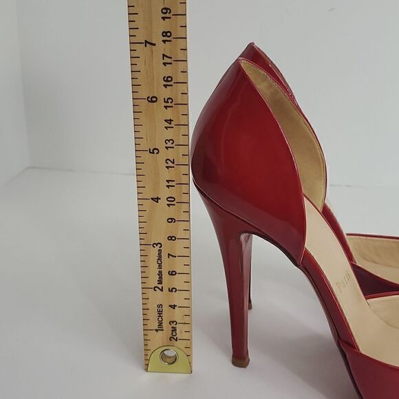 Christian Louboutin Patent Peep Toe Red Heels Size 37.5 - Picture 14 of 14